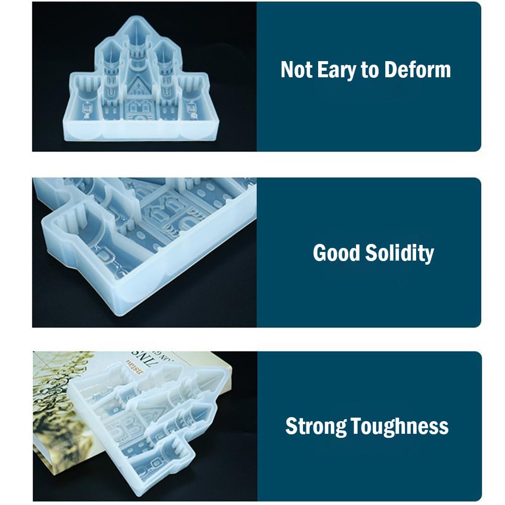 iSuperb 2 Style Silicone Molds for Resin 3D Dream Castle Resin Molds Casting Epoxy Crystal Molds for Soap Candlestick, Clay, House Creative Decorations (2 Castle)