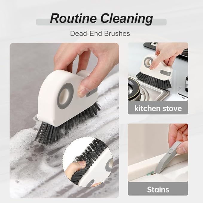 2 in 1 Groove Cleaning Brush Window Track Cleaning Tools, 2025 New Hard Bristle Crevice Cleaning Brush with Hidden Scraperfor Sliding Door Track, Window Sill, Shutter Door (Grey,1pcs)