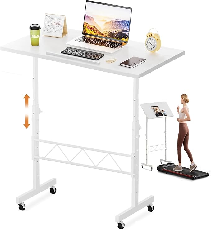 COMHOMA Small Standing Desk Adjustable Height & Tiltable Tabletop, Mobile Stand Up Desk for Laptop, Portable Computer Tabl...