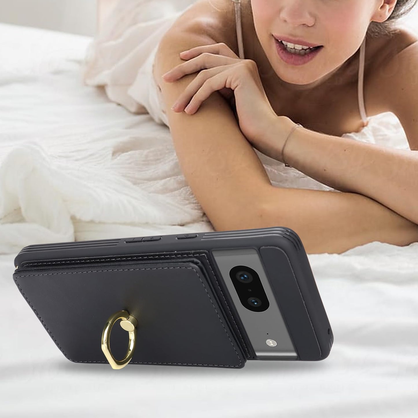Lipvina For Google Pixel 7 Case With Card Holder And Strap For Women,Crossbody Lanyard,Ring Stand,Snap Clasp,Phone Wallet Cases