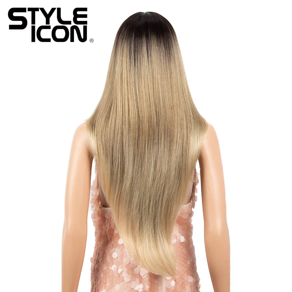 Style Icon 28 Lace Front Wigs Middle Part Lace Wig Long Straight Wig Synthetic Ombre BlondeWig(UPG Lace Wig, SOP22613)