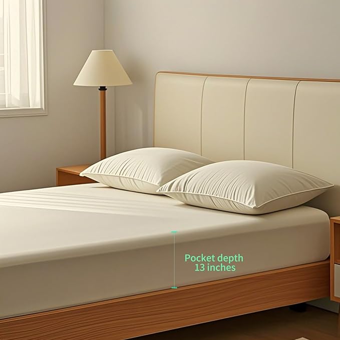 NAGS® Grounding Sheets,Grounding Bedding Sheet, Soft Cotton with Pure Silver Fitted Grounded Sheet for Improved Sleep,Pain Relief (Beige, Full,54 * 75 * 13.5inch)