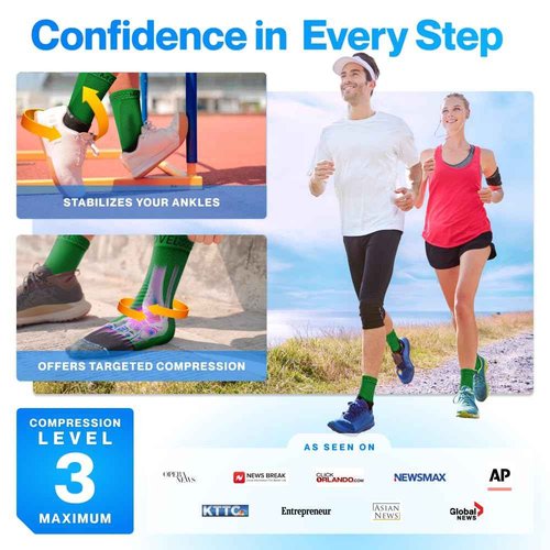 Modvel Foot & Ankle Brace Socks for Sprained Ankle Compression Sleeve - Foot Support for Women & Men - Tendonitis & Arthritis Ankle Brace Sports Running, Torn Ligaments & Women Stabilizing Ankle Wrap