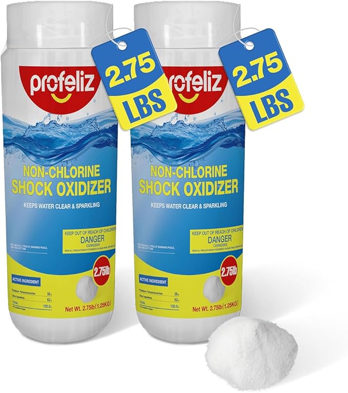 PROFELIZ 2 Pack Non Chlorine Shock Oxidizer for Hot Tubs, Chlorine-Free Spa Pool Shock Treatment, Quick Dissolving Oxidizing Water Clarifier, 2.75 lbs per Bottle