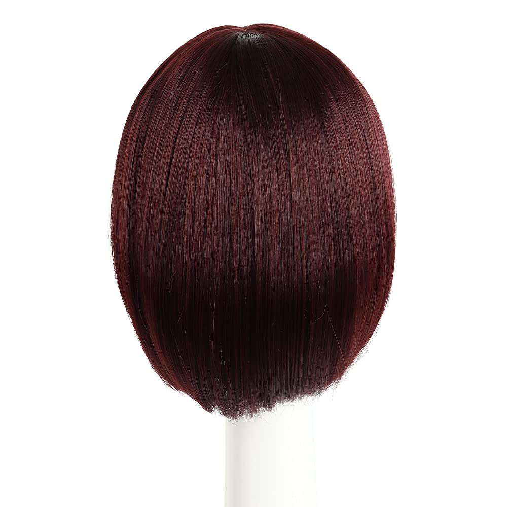 HSPCYGG Costume Wigs Short Burgundy Bob Wig with Bangs 10 Straight Synthetic Halloween Cosplay wig for Women Daily Girls