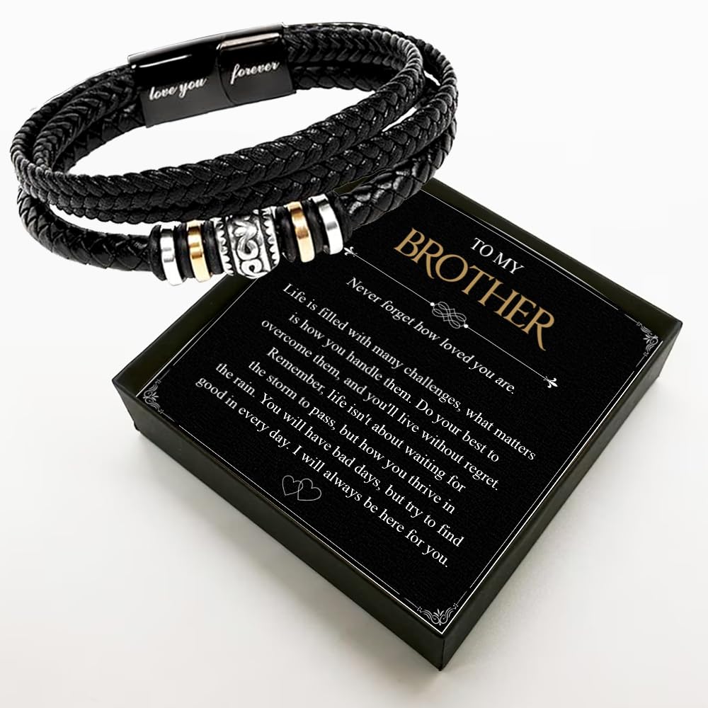 VIRAGIL To My Brother Bracelet, Birthday Gifts For Brother Bracelet With Message Card And Box, Man Gifts From Mom And Dad, Inspirational Gift For Men On Birthday Graduation Christmas Anniversary #4