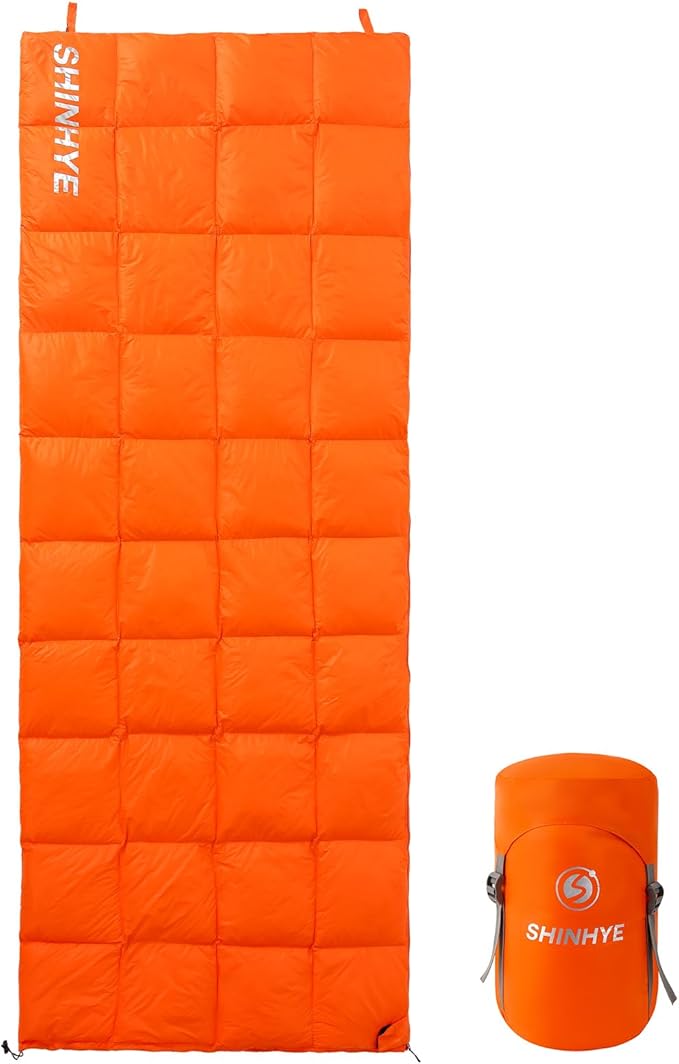 ShinHye Ultralight Adult Sleeping Bag 500g Premium Duck Down - Waterproof & Compressible 3-Season Camping/Backpacking 40-5...