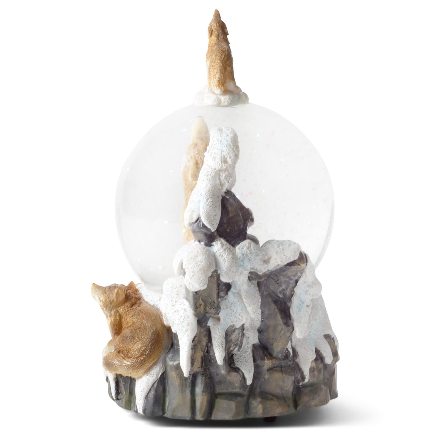 Elanze Designs Howling Glitter Wolf with Babies Tabletop Dresser Nightstand Figurine Decoration 100MM Sturdy Water Wind Up Musical Snow Globe Plays Tune Born Free