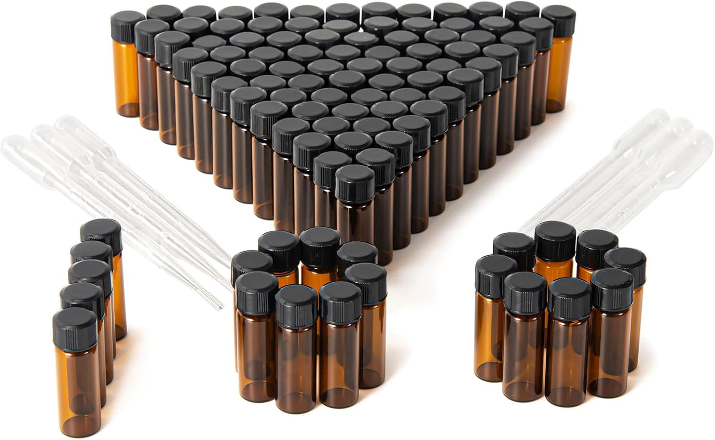 4ml Amber Small Glass Vials 100pcs with Screw Caps(100pcs)
