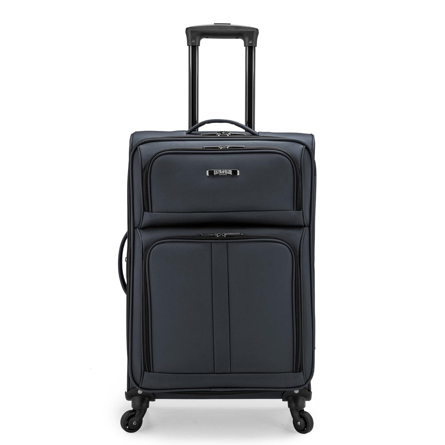 U.S. Traveler Anzio Softside Expandable Spinner Luggage, Dark Grey, Checked-Medium 26-Inch