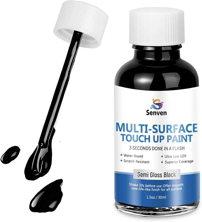 Black Paint Semi-Gloss Black Multi Surface Touch Up Paint Repair for Wall,Door,Cabinets,Wood,Furniture, Appliance,Tile,Porcelain,Touch Up Paint Pen for Refrigerators,Washers,Dishwashers,Microwave 1.5fl oz