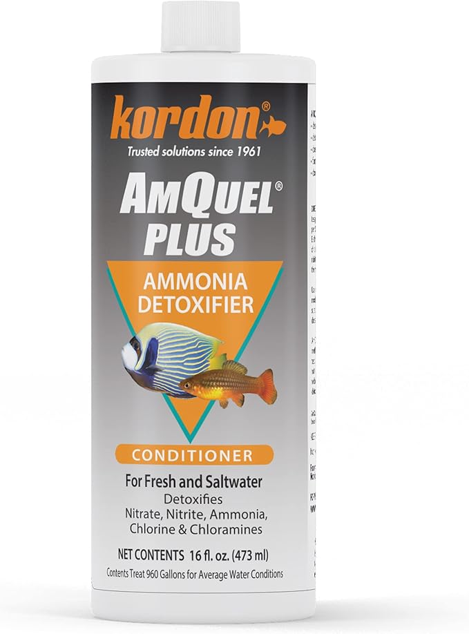 Kordon AmQuel Plus Aquarium Water Conditioner - Instantly Detoxifies Ammonia, Nitrite, Nitrate, and Chlorine Remover for F...