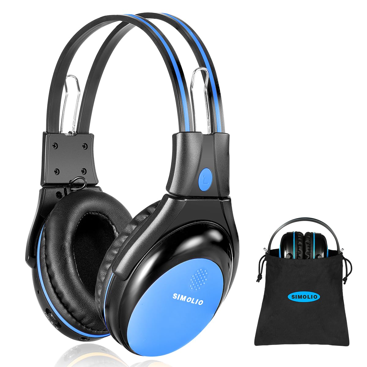 Simolio Wireless Ir Headphones With 3 Levels Volume Limiting, In Car Ir Headphones With Audio Share, 2 Channel Foldable Infrared