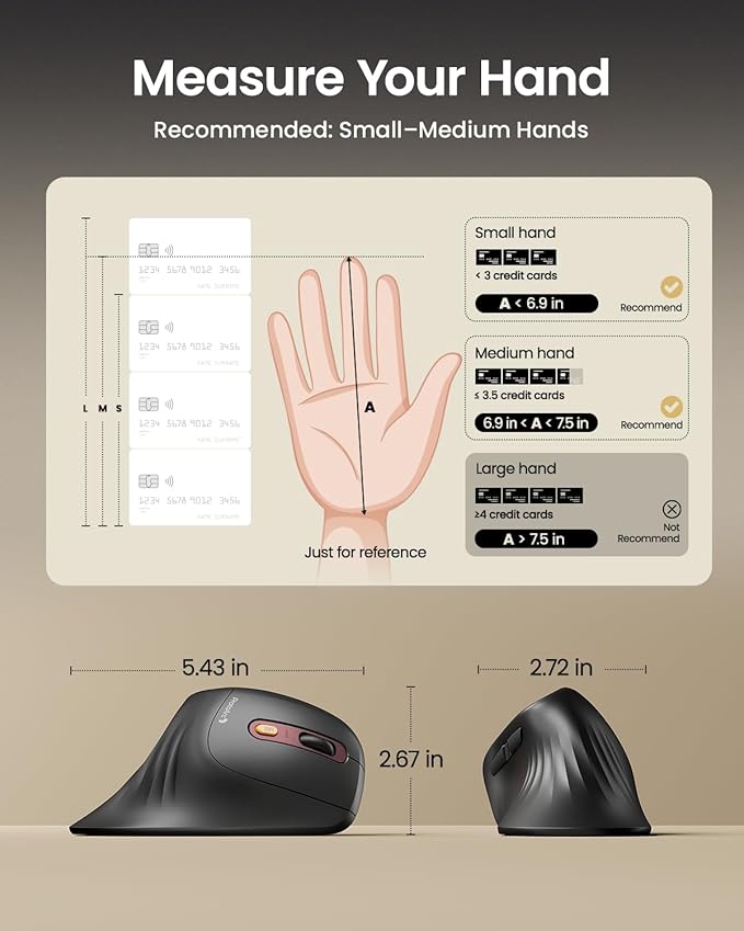 ProtoArc Ergonomic Mouse, EM11 NL Bluetooth Rechargeable Wireless Vertical Mouse, 3 Multi-Device Connectivity for Computer/PC/Laptop, 2.4GHz USB-A Optical Mice for Windows, Mac OS, Wine Red