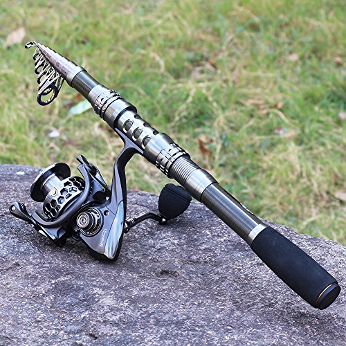 Sougayilang Fishing Rod Reel Combo with Telescopic Fishing Pole Spinning Reel Carrier Bag for Travel Saltwater Freshwater ...