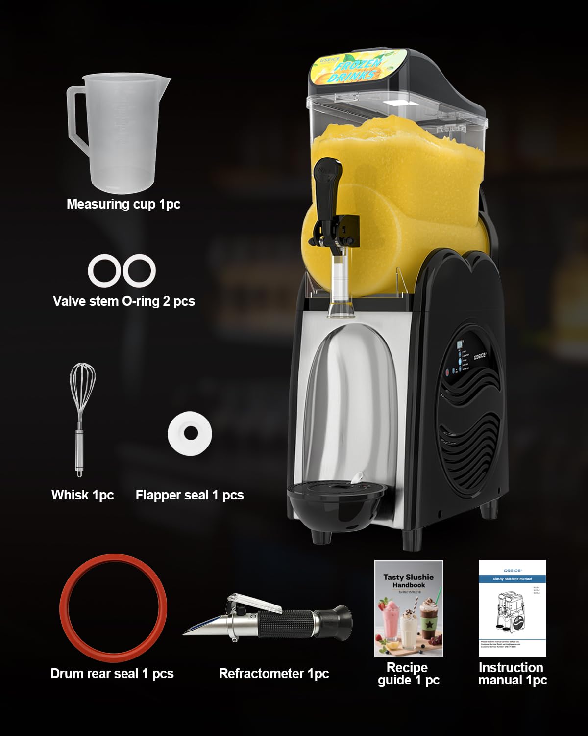 GSEICE Slushie Machine for Home 4 Gallons Single Slushy Machine for Margaritas Slushy’S Frozen Drinks, 110V/60Hz Frozen Drink Machine for Family Reunion Birthday Wedding Parties