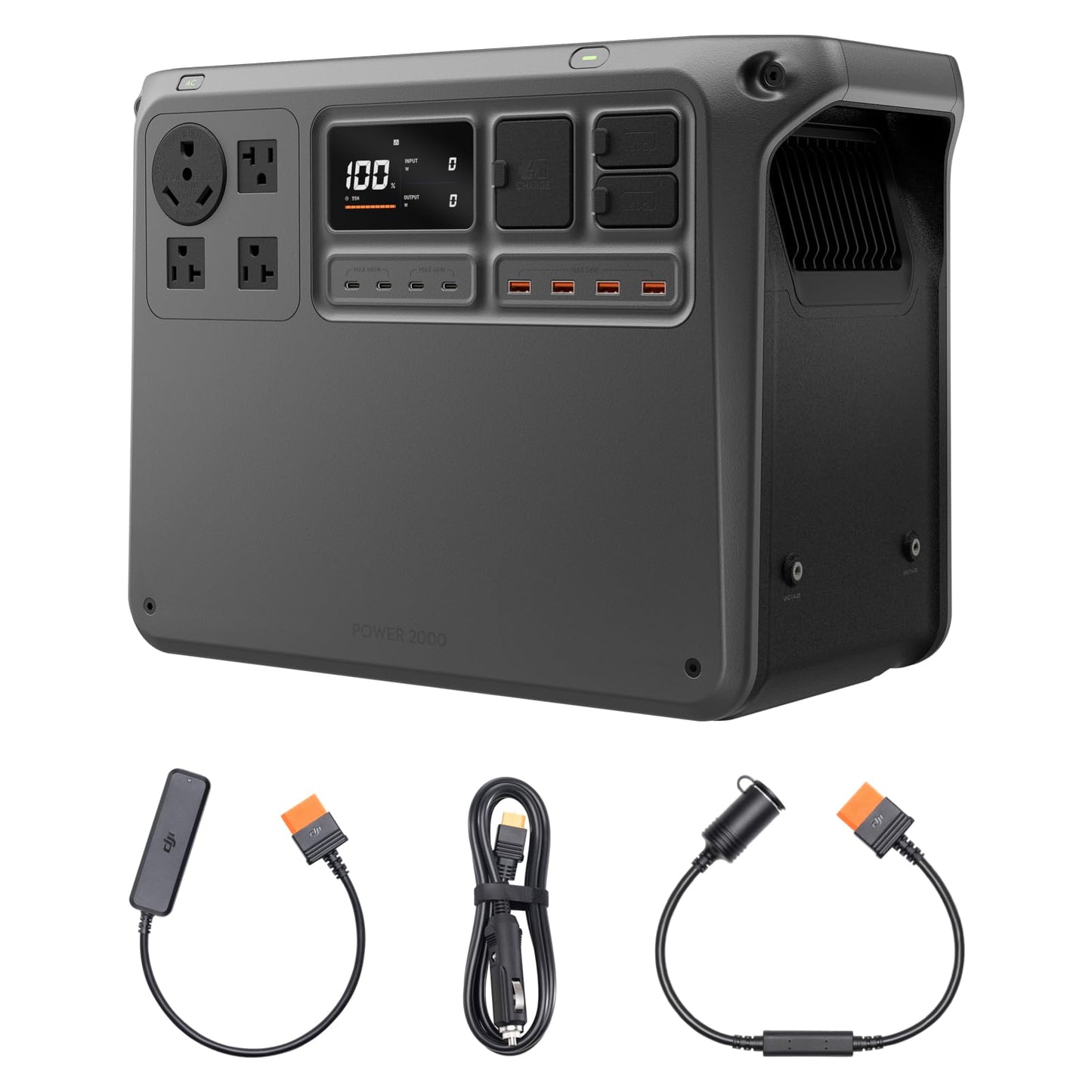 Dji Power 2000 Portable Power Station, 2048Wh Lfp Battery, Compact Size, 3000W Stable Output, 0-80% Recharge In 55 Mins, Car Cha