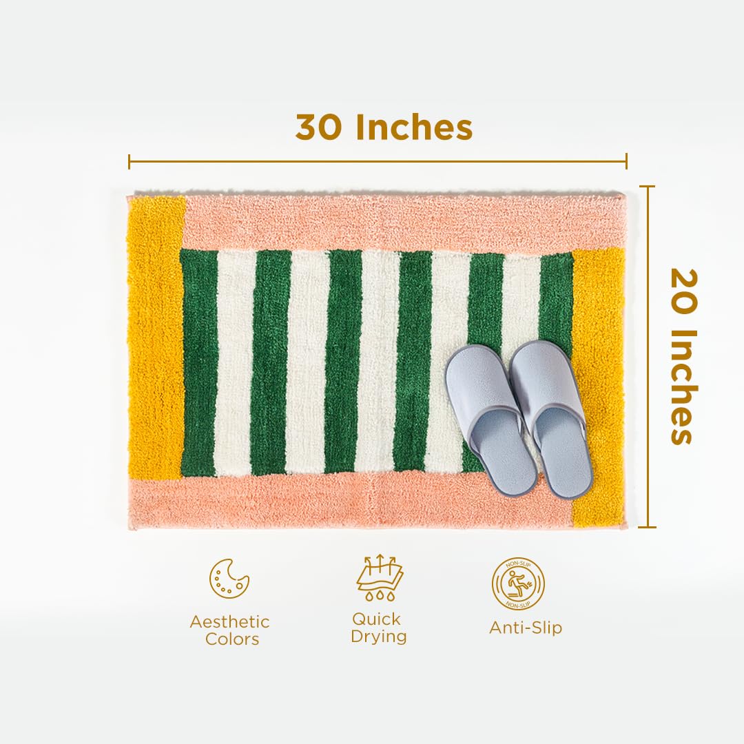 Folkulture Bathroom Rugs | (20 x 30) Bathmats for Bathroom or Microfiber Bath Rug | Quick Drying Washable Non Slip Bath Mat for Washroom | Toilet Mat or Microfiber Rugs for Entryway Rug