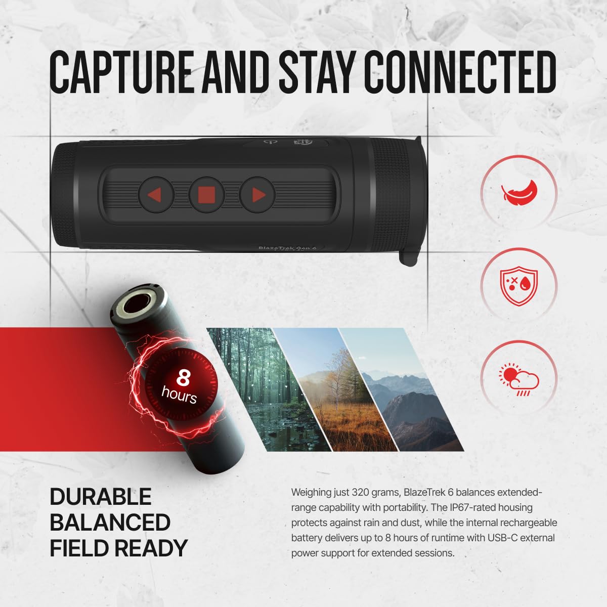 ATN BlazeTrek 6, 19 mm Thermal Monocular, 2.25–18x, 384×288 Sensor, 12μm, ≤18 mK NETD
