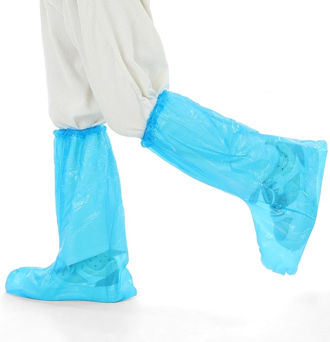 50 Pcs Disposable Waterproof Shoe Covers Non-Slip Overshoes for Men Women 19.7x15.4 Inches Blue Reusable for Rain Snow Outdoor Indoor Activities