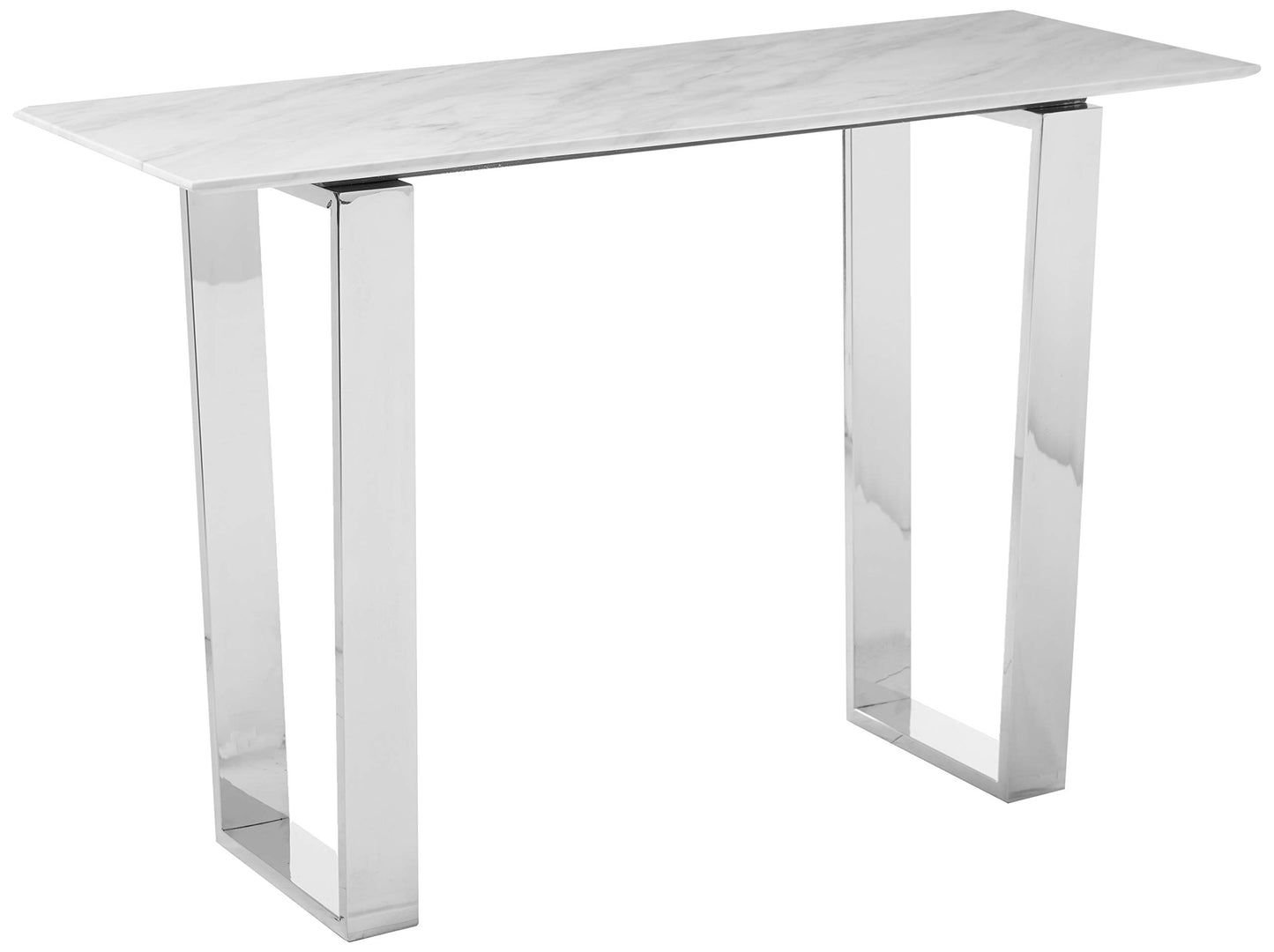Meridian Furniture Carlton Collection Modern | Contemporary Marble Top Console Table with Stainless Steel Base and Polished Chrome Finish, 48" W x 17.5" D x 30" H,