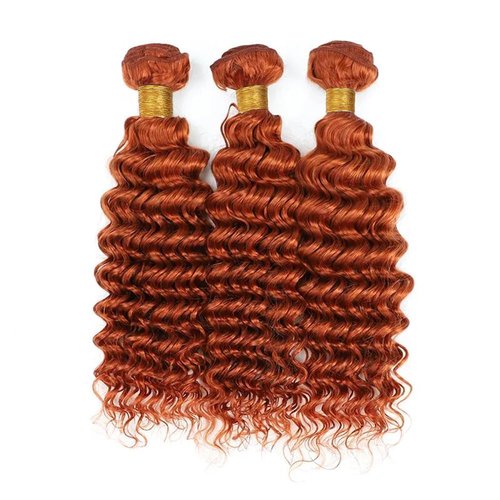 Giginger Bundles Human Hair 16 18 20 inch Orange Deep Wave Bundles 350 Color Human Hair Unprocessed Quick Weave Soft Sewn In Hair Extensions for Black Women