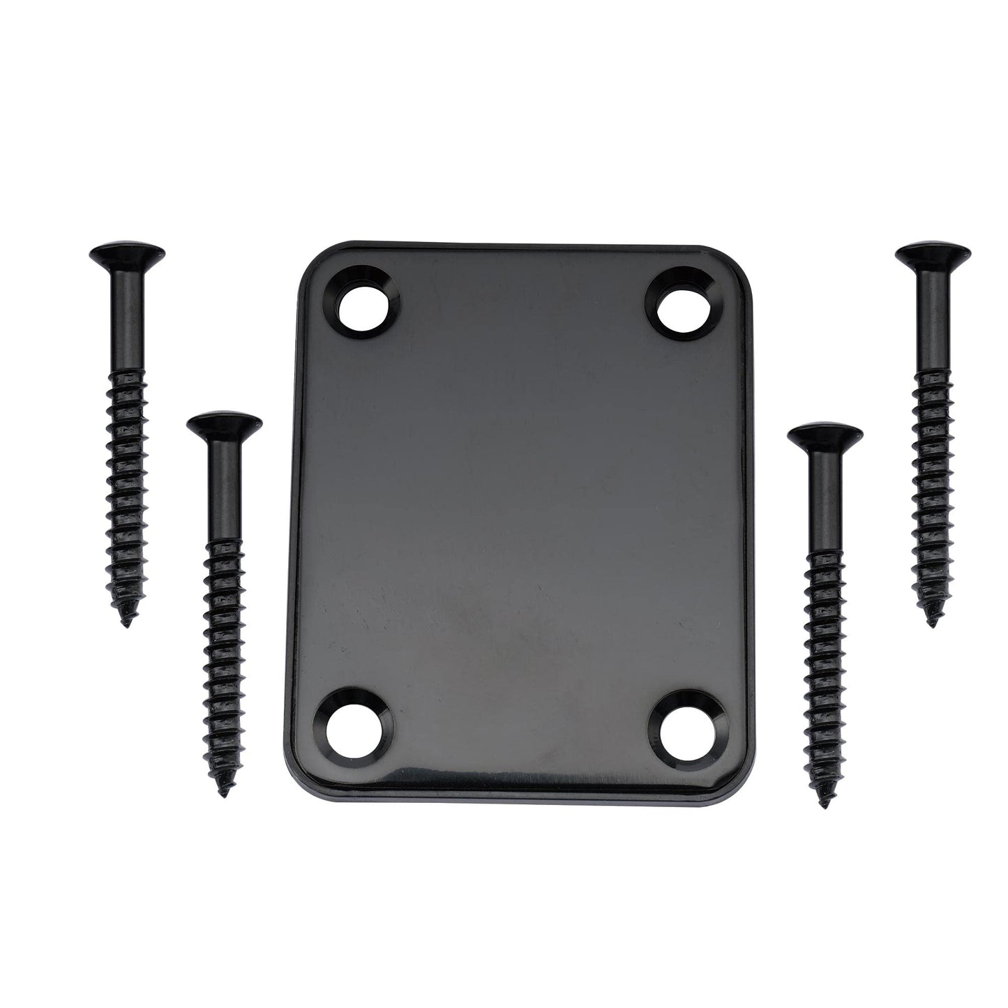 Musiclily Metal 4 Bolt Guitar Neck Plate With Screws For Fender Strat Tele Electric Guitar Or Bass Replacement,Black