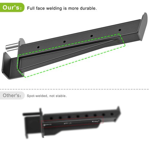 Kipika Safety Spotter Arms for 2" x 2" Power Racks with 5/8" or 1" Holes - Heavy Duty Barbell Safety Catches with Rubber Pad - Adjustable and Easy to Install - Set of 2