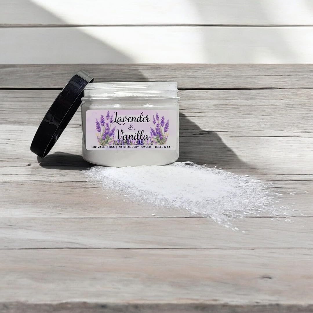 Lavender & Vanilla Scented - Body Dusting Powder for Men & Women - 8oz Container - Talc Free