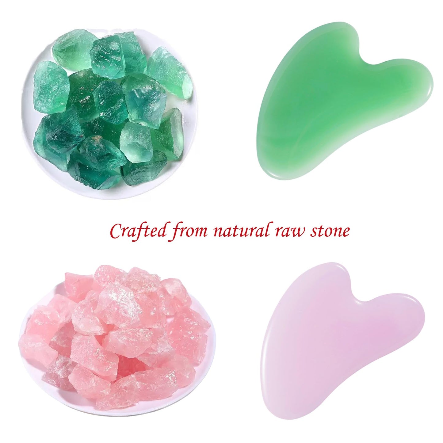 2pcs face gua sha Board Set, gua sha Jade Manual Massage Stick for face and Body, for Sculpting jaw line and eliminating Puffine
