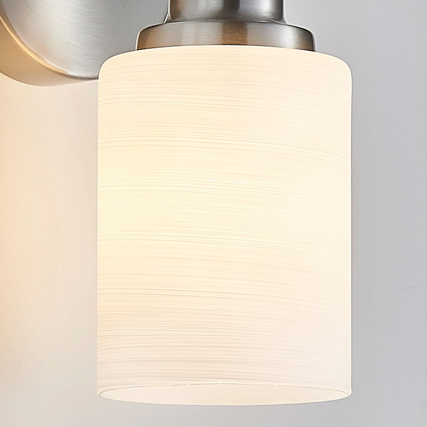 Guliaofo 8-Light Vanity Lights, Brushed Nickel Bathroom Light Fixture with Striped Textured Milky White Glass Shade, E26 Modern Vanity Lighting Fixture for Bathroom Wall Sconce Light Over Mirror