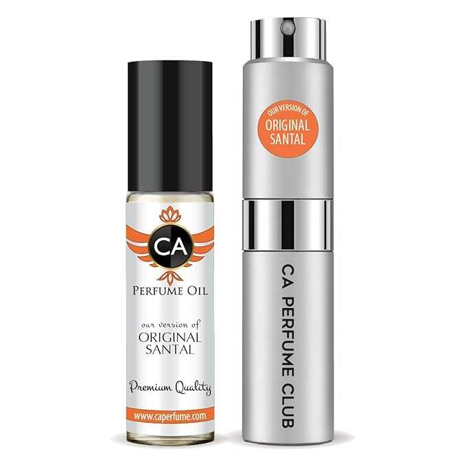CA Perfume Duo Impression of Original Santal For Men Perfume Layering Set Mens Cologne Long Lasting Travel Size EDP + Body Oil Roll-On Bottle 0.27 Fl Oz+0.33 Fl Oz