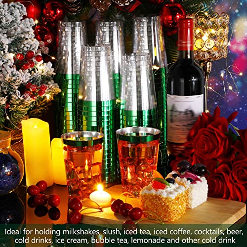 Norme 50 Pcs 12 oz Plastic Cups Disposable Cups 12 oz Plastic Glasses Clear Tumblers with Rim for Birthday Wedding Party E...