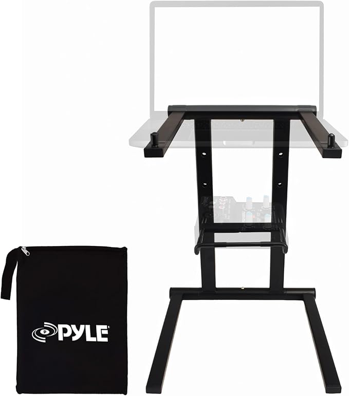 Pyle Portable Folding Laptop Stand - Foldable Laptop Stand with Adjustable Height, Secondary Accessory Tray for iPad, Tabl...