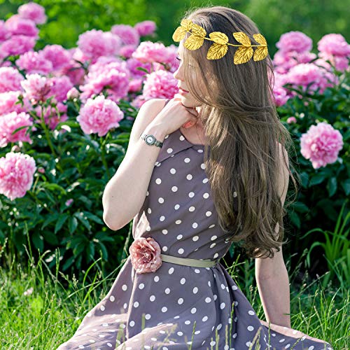 meekoo Gold Laurel Crown Wreath Greek Leaf Headband Toga Party Roman Caesar Headpiece Goddess Costume for Women Men Weddin...