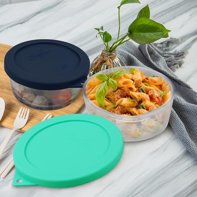 Sophico Silicone Storage Cover Rectangle Lids Replacement for Anchor Hocking and Pyrex Glass Bowls（2cup、4cup）