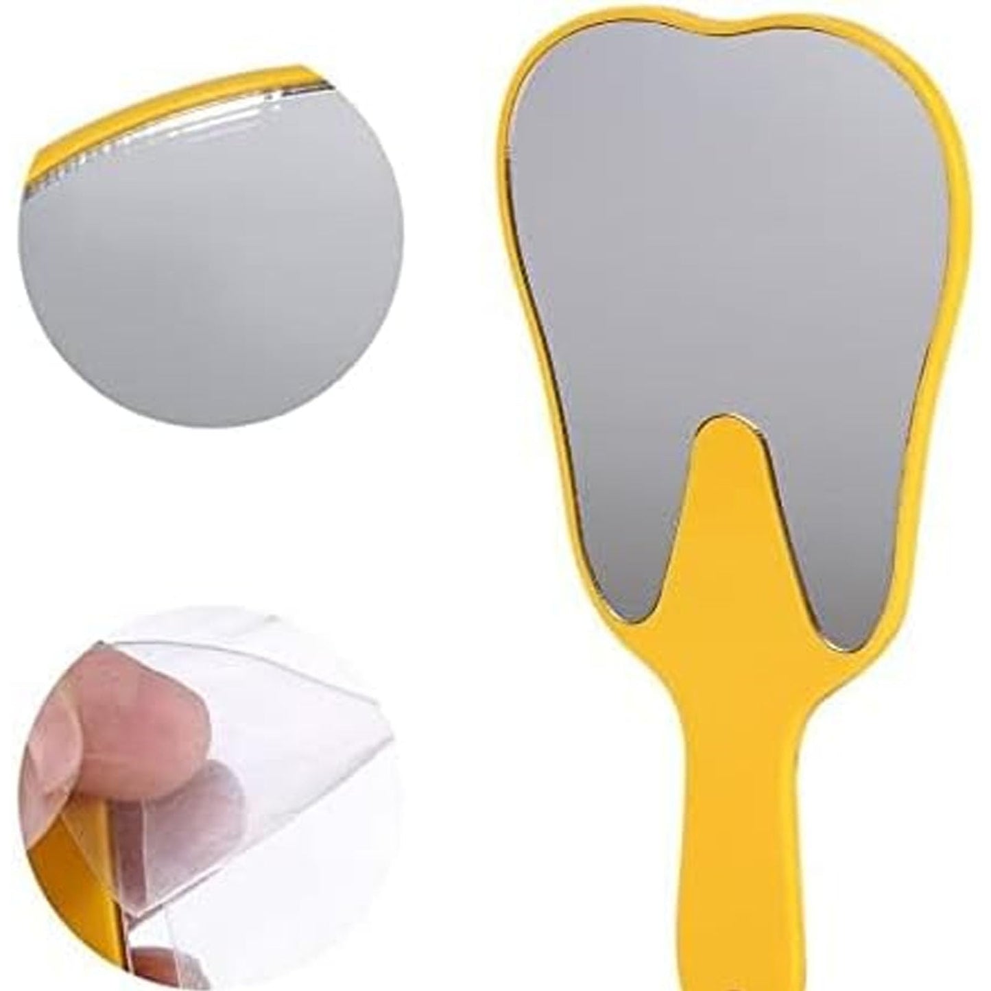 wdcfxy Dental Hand Mirror Set, 7 Pieces, Rainbow Colors, Tooth-Shaped Design