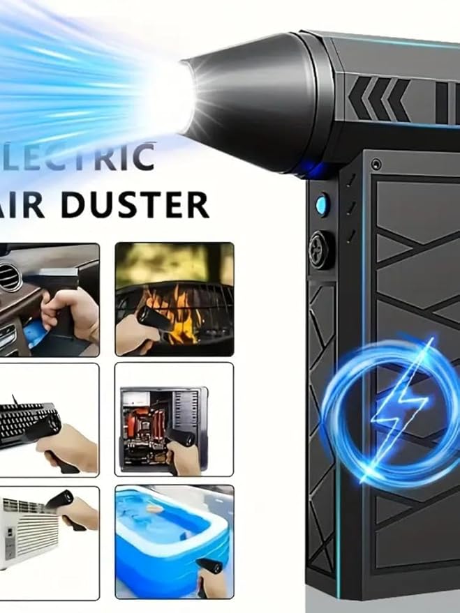 Electric Air Duster, 130000RPM Powerful Compressed Air Duster,4-Speed Adjustable Mini Blower with LED Light, Rechargeable Duster Blower for Computer, Keyboard, Car, Home Cleaning