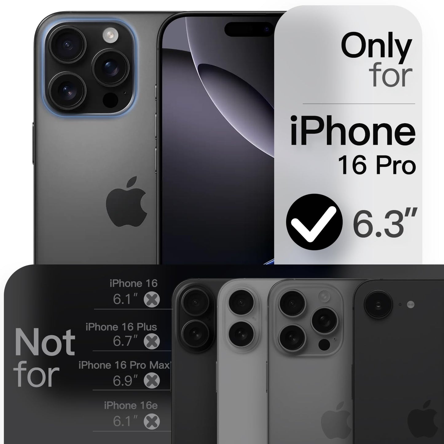 Jetech 360 Degree Rotatable Ring Case For Iphone 16 Pro 6.3-Inch With Camera Control Button, Compatible With Magsafe, Slim Shock