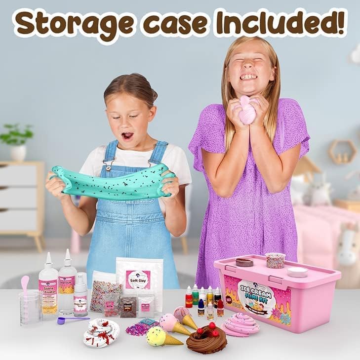 Original Stationery Ice Cream Slime Kit for Girls, DIY Cherry-Scented Slime Making Set with 31 Pieces, Fun Arts and Crafts...