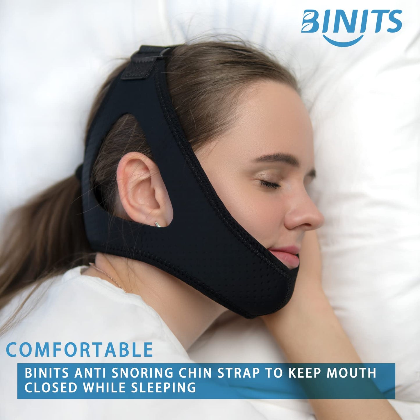 Chin Strap for CPAP User - Adjustable Snore Stopping Device Face Mask Bandage Keeping Mouth Closed - Better Night's Sleep No Dry Mouth Nasal Breathing (Pink)