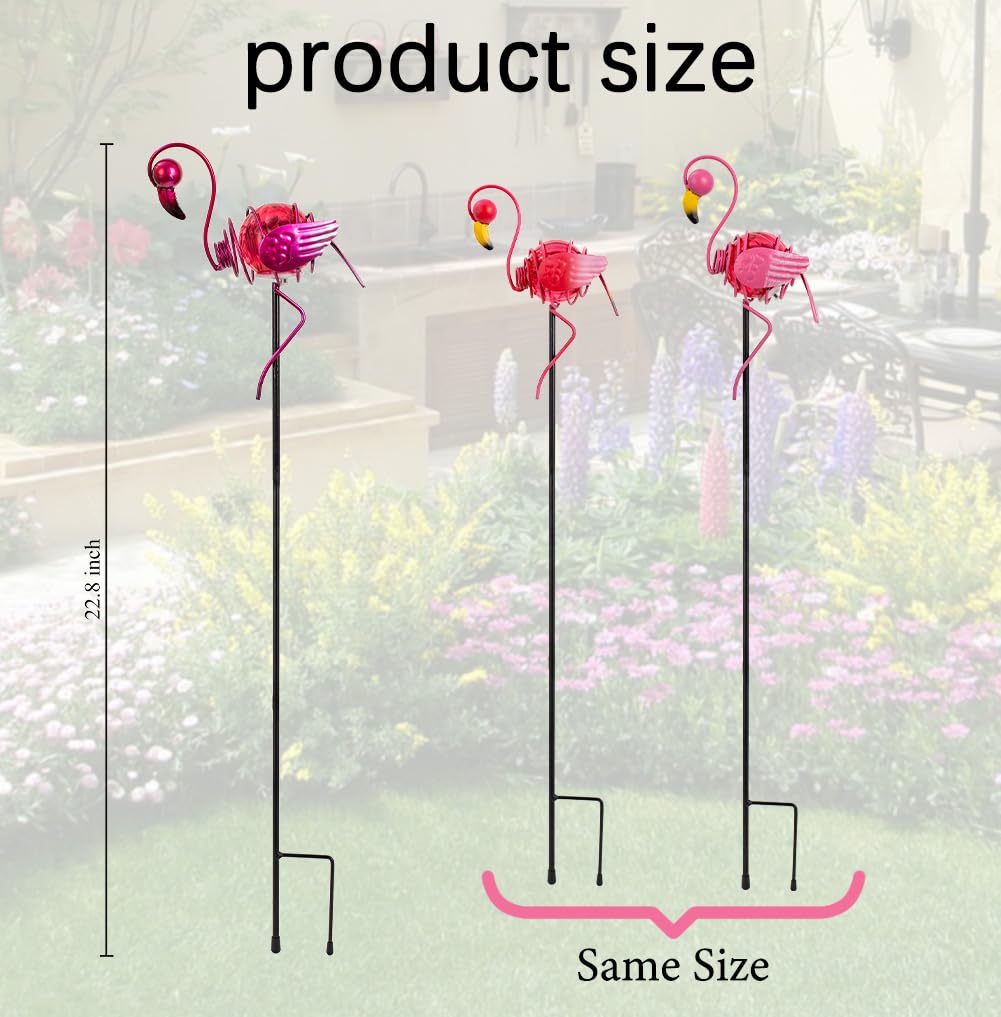Stargarden 3 Pack Garden Solar Lights, Flamingo Solar Figurine Lights, Decorative Garden Stakes Waterproof Yard Decorations Outdoor for Pathway, Patio