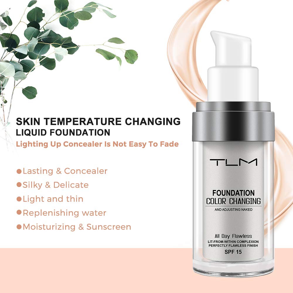TLM Colour Changing Foundation, 2Pack Flawless Color Changing Foundation Makeup Base Moisturizing Liquid Foundation for Women, C