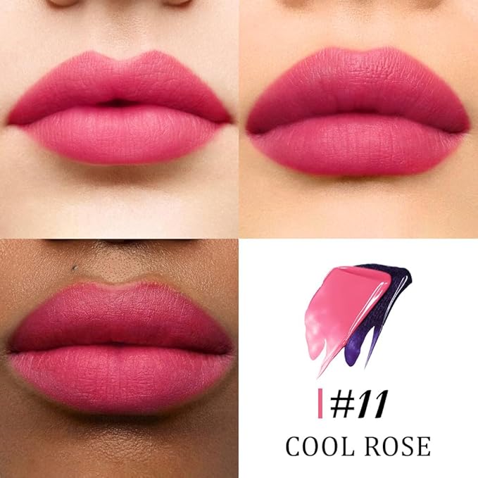Kaely Cool Rose Lip Stain Peel Off Masque, Long Lasting Waterproof Smudge Proof Lip Tint, Non-Transfer Semi Permanent Lipliner Tattoo with Tweezer, Matte Finish, Vegan & Cruelty-Free, 11