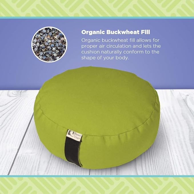 BEAN PRODUCTS Zafu Meditation Pillows for Sitting on Floor, Yoga Cushion, Cotton/Buckwheat fill Yoga Pillow, Zafu Meditation Cushion, Zen Kneeling Prayer Pad- MADE IN USA - 14" ROUND - RED