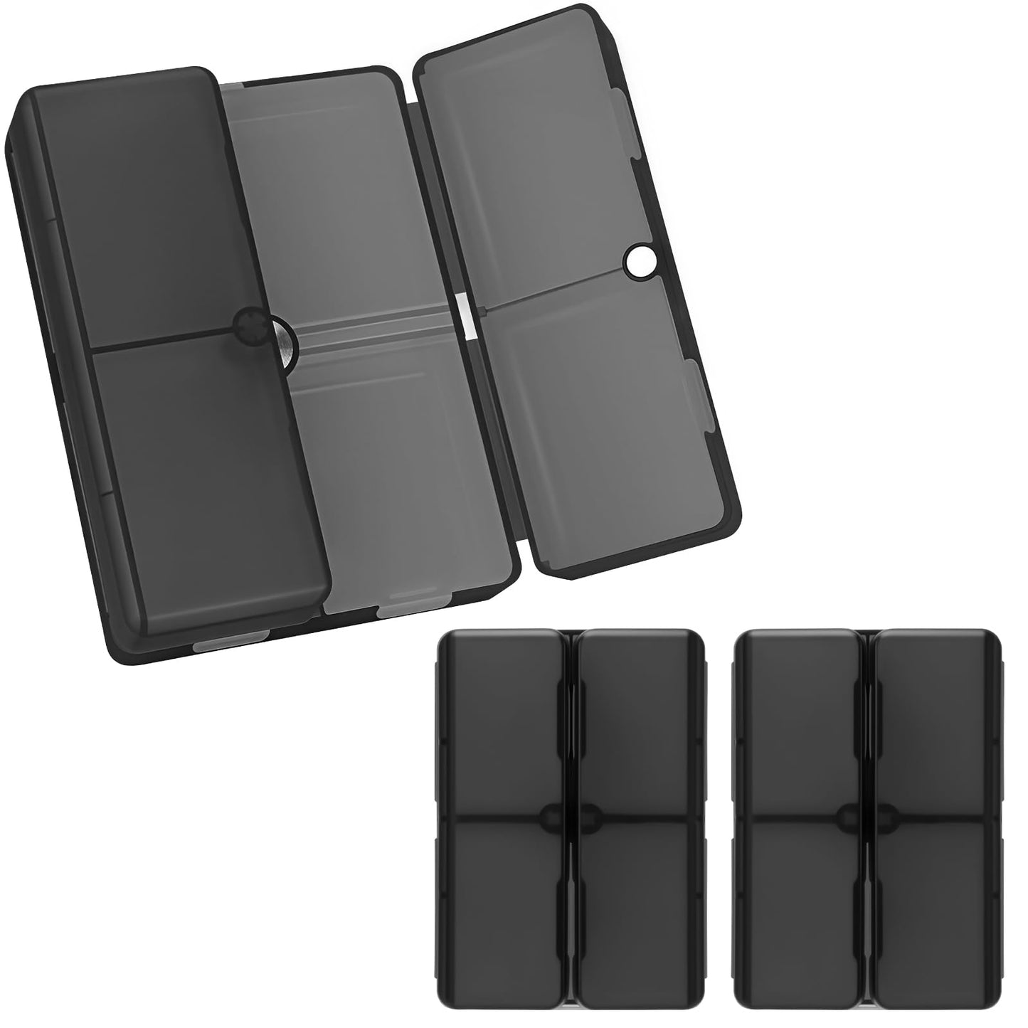 FYY Daily Pill Organizer,2 Pcs 7 Compartments Portable Pill Case Travel Pill Organizer,[Folding Design] Pill Box for Purse Pocket to Hold Vitamins,Cod Liver Oil,Supplements and Medication-Clear Black