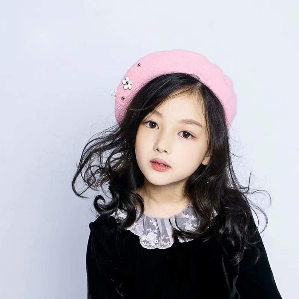 AIBEARTY Kids Girls French Pearl Beret Hat Winter Warm Artist Beanie Cap
