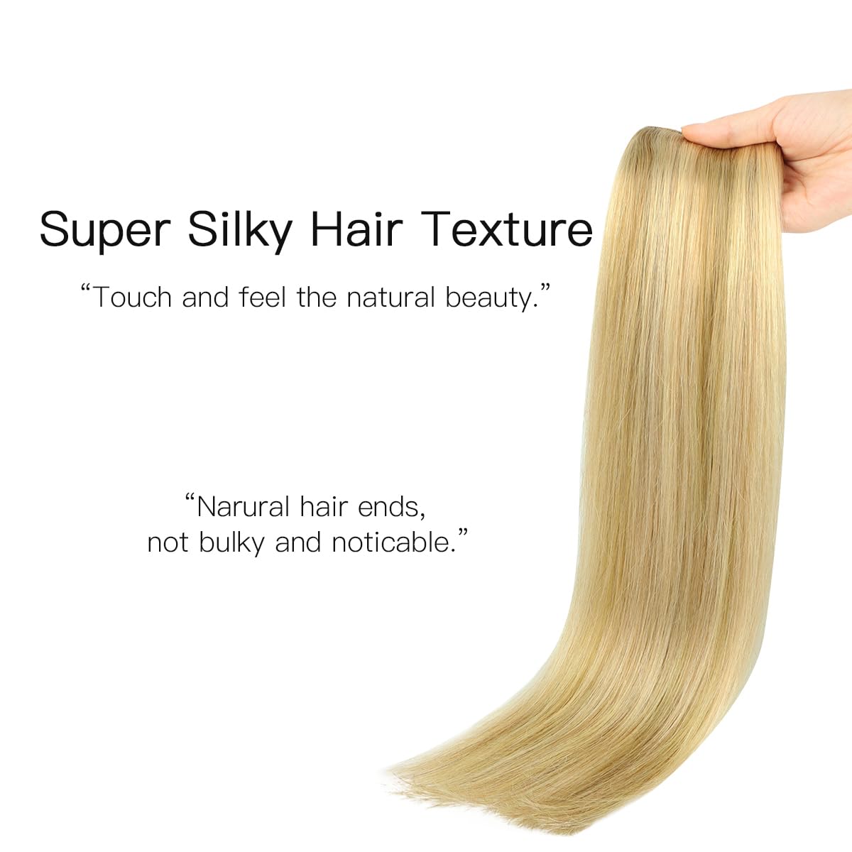 HOTBANANA Wire Hair Extensions, 18 inch 95g Light Blonde Highlighted Golden Blonde Fish Line Real Human Hair Straight Invisible