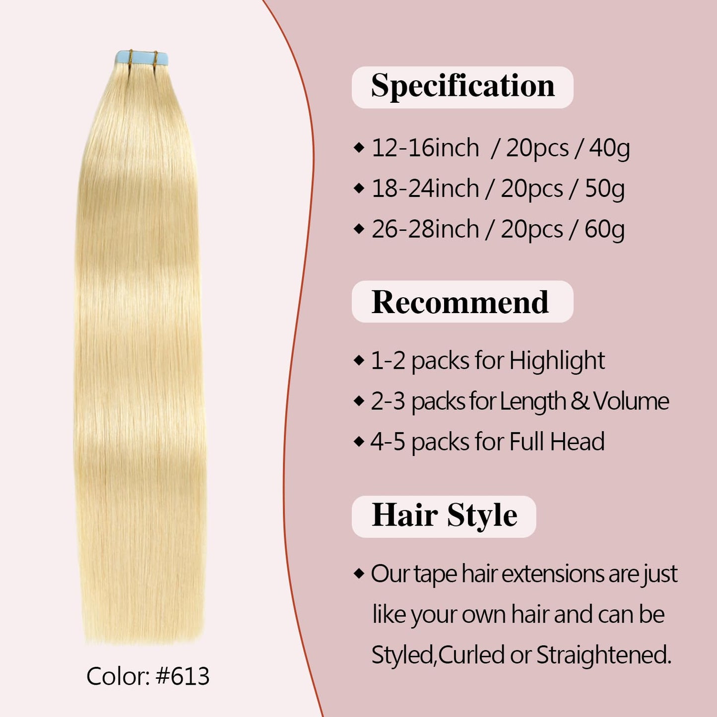 Sunya Hair Extensions Tape in Human Hair 14 inches Silky Straight Remy Human Hair Seamless Skin Weft Hair Extensions Tape in Hum