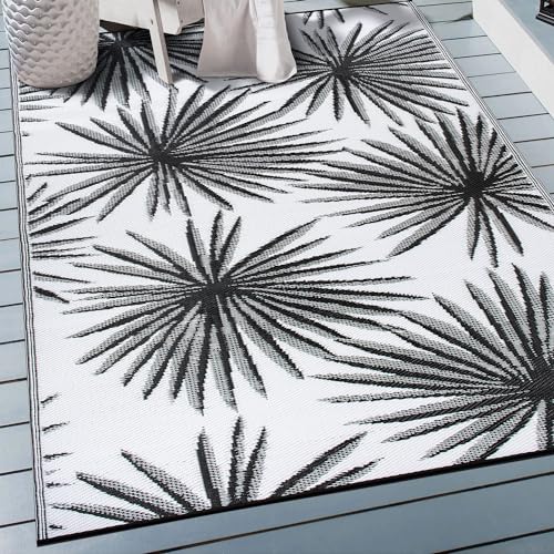 Rugshop Floral Tropical Reversible Crease-Free Waterproof Premium Recycled Plastic Outdoor Rugs for Patio,Backyard,RV,Dec...